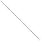 Chisel Stainless Steel Polished Hearts 9 inch Anklet Plus 1 inch Extension
