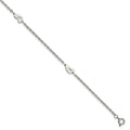 Chisel Stainless Steel Polished Hearts 9 inch Anklet Plus 1 inch Extension