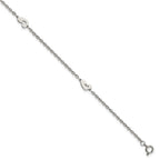 Chisel Stainless Steel Polished Hearts 9 inch Anklet Plus 1 inch Extension