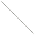 Chisel Stainless Steel Polished Cross Charms 9 inch Anklet Plus 1 inch Extension