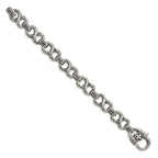 Chisel Stainless Steel Antiqued Polished and Textured Infinity Symbol Link Bracelet