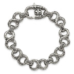 Chisel Stainless Steel Antiqued Polished and Textured Infinity Symbol Link Bracelet