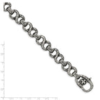 Chisel Stainless Steel Antiqued Polished and Textured Infinity Symbol Link Bracelet