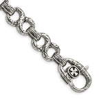 Chisel Stainless Steel Antiqued Polished and Textured Infinity Symbol Link Bracelet