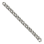Chisel Stainless Steel Antiqued Polished and Reptile Scale Textured Link Bracelet