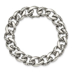 Chisel Stainless Steel Antiqued Polished and Reptile Scale Textured Link Bracelet