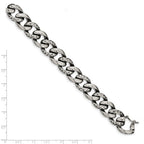 Chisel Stainless Steel Antiqued Polished and Reptile Scale Textured Link Bracelet