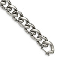 Chisel Stainless Steel Antiqued Polished and Reptile Scale Textured Link Bracelet