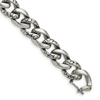 Chisel Stainless Steel Antiqued Polished and Reptile Scale Textured Link Bracelet