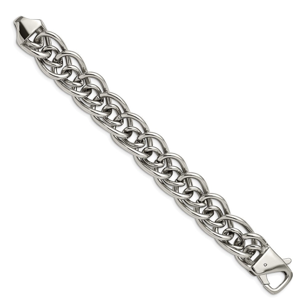 Chisel Stainless Steel Polished Large and Small Oval Link Bracelet