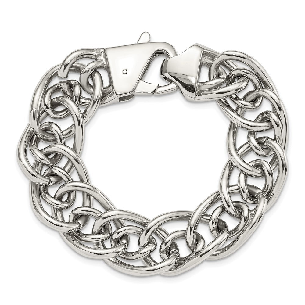 Chisel Stainless Steel Polished Large and Small Oval Link Bracelet