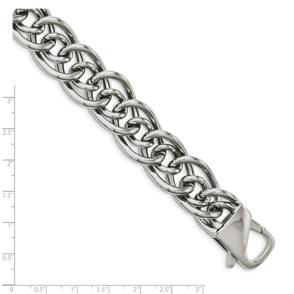 Chisel Stainless Steel Polished Large and Small Oval Link Bracelet