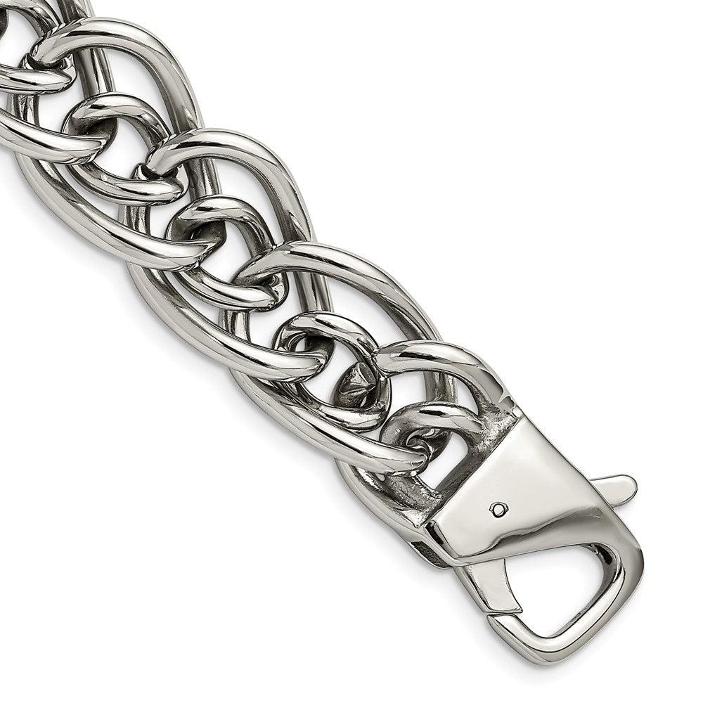 Chisel Stainless Steel Polished Large and Small Oval Link Bracelet