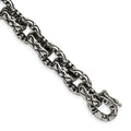 Chisel Stainless Steel Antiqued Polished and Textured Fancy Link Bracelet