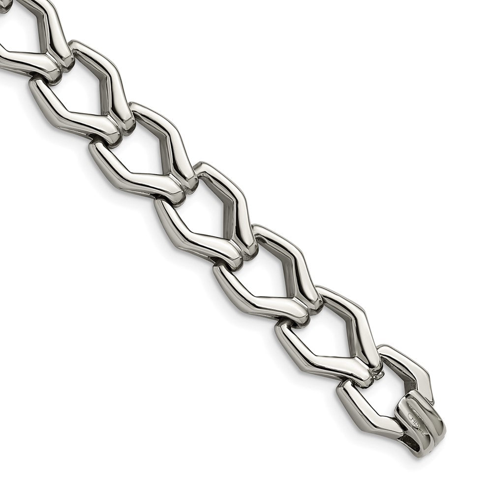 Chisel Stainless Steel Polished Fancy Open Link Bracelet