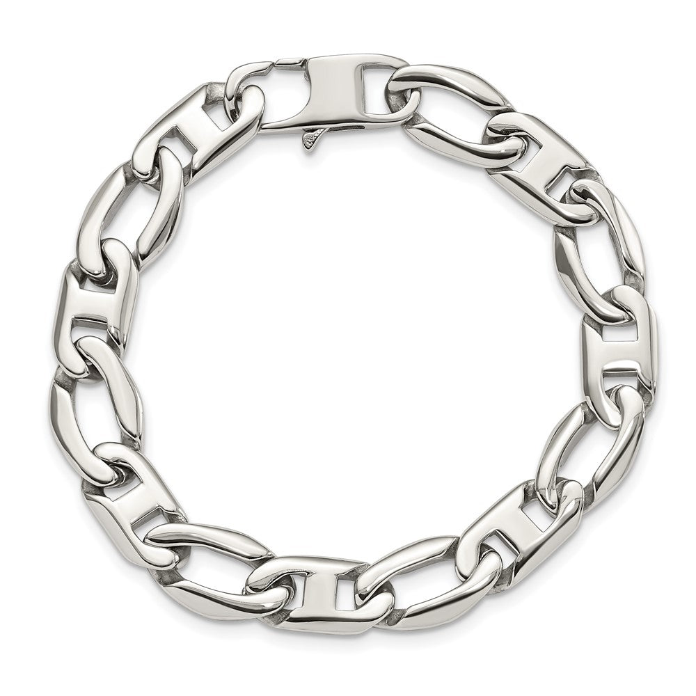 Chisel Stainless Steel Polished Anchor/Open Link Bracelet