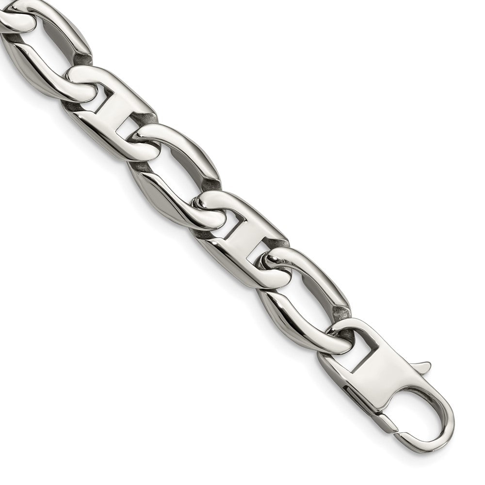 Chisel Stainless Steel Polished Anchor/Open Link Bracelet