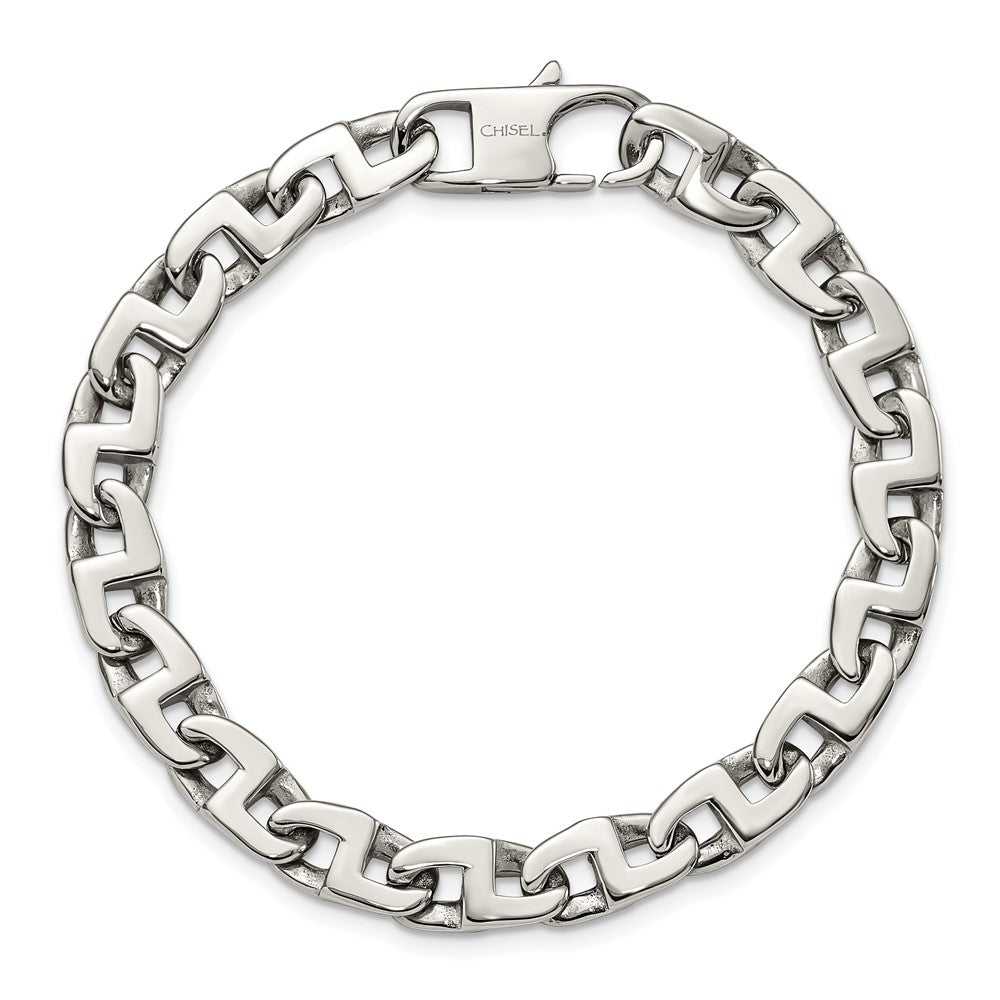 Chisel Stainless Steel Polished Fancy Square Link Bracelet