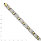 Chisel Stainless Steel Brushed and Polished Yellow IP-plated 8.75 inch Link Bracelet