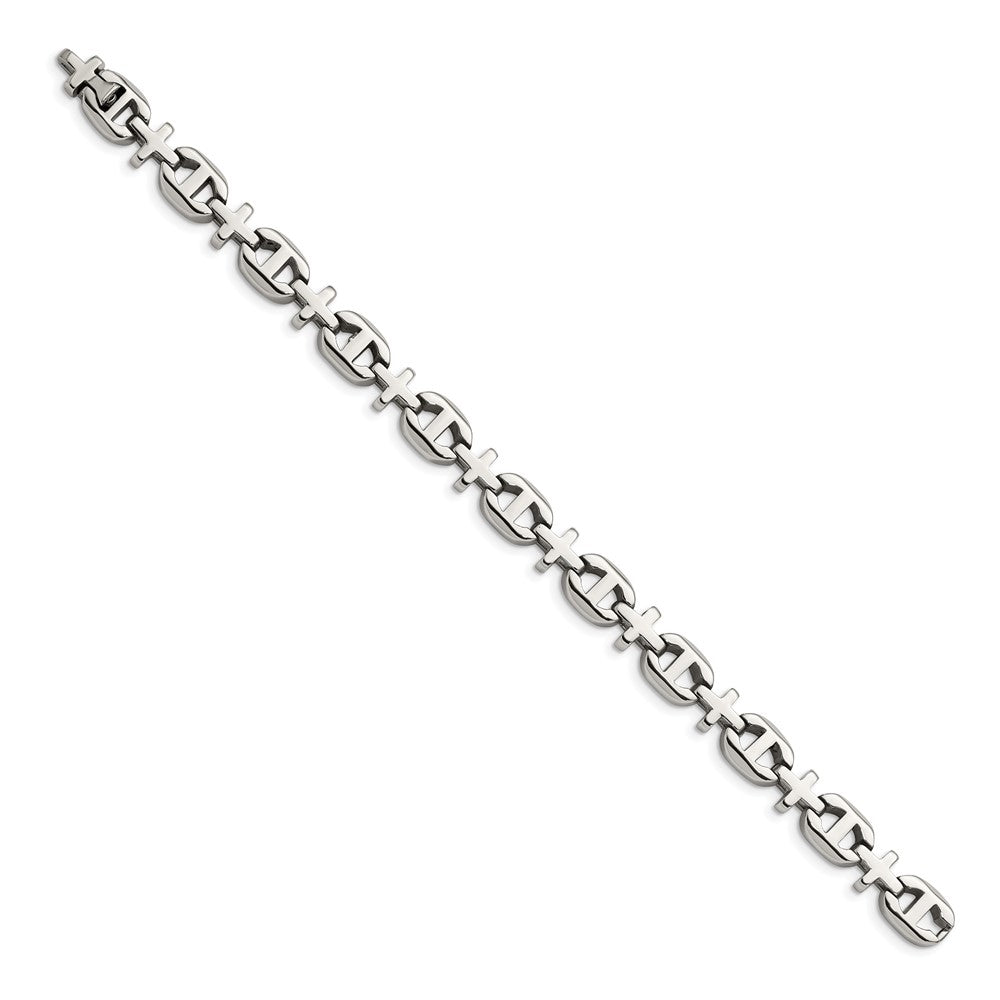 Chisel Stainless Steel Polished Cross Link Bracelet