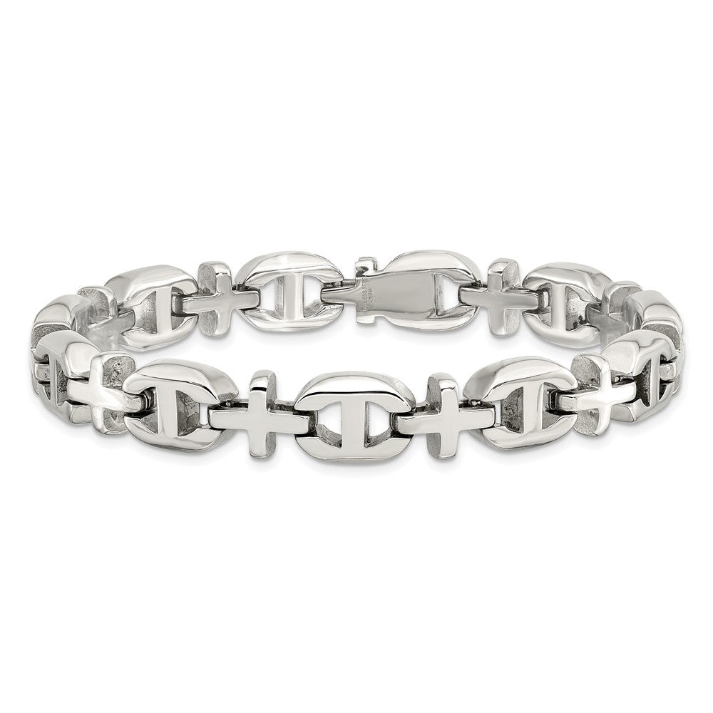 Chisel Stainless Steel Polished Cross Link Bracelet