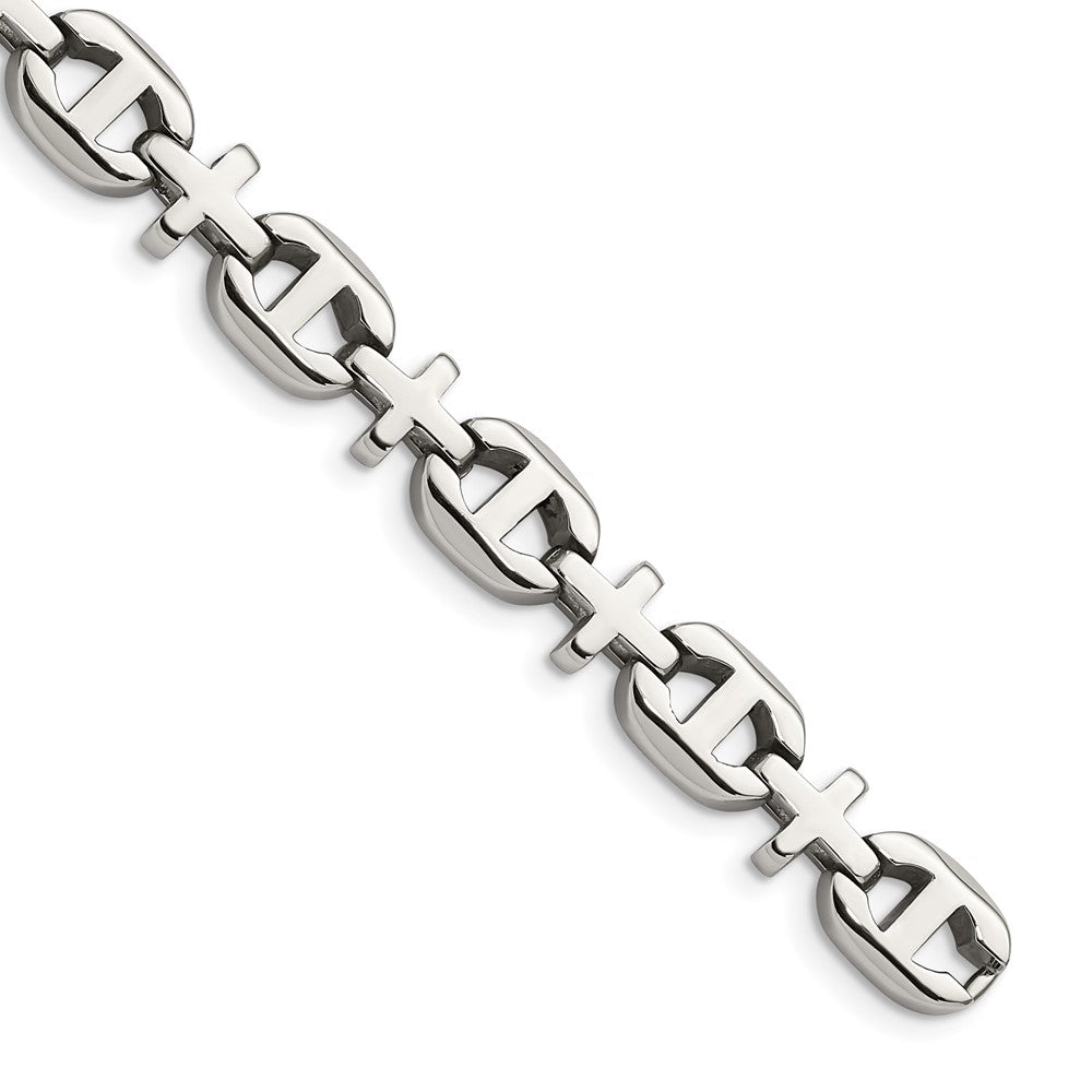 Chisel Stainless Steel Polished Cross Link Bracelet