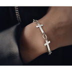 Chisel Stainless Steel Polished 8 inch Sideways Cross Link Bracelet