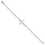 Chisel Stainless Steel Polished Sideways Cross 7.25 inch Bracelet