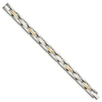 Chisel Stainless Steel with 14k Gold Accent Brushed 8 inch Link Bracelet