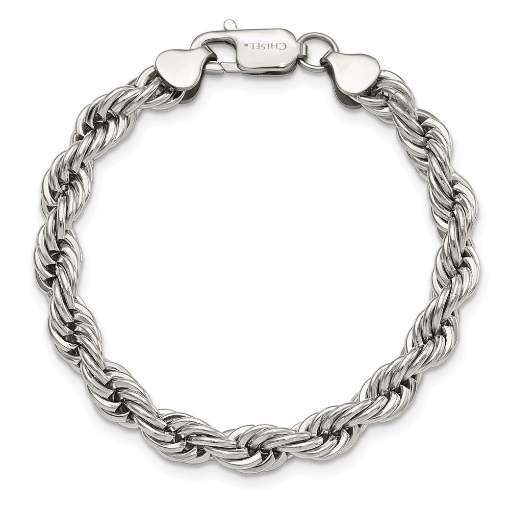 Chisel Stainless Steel Polished 7mm Rope Bracelet