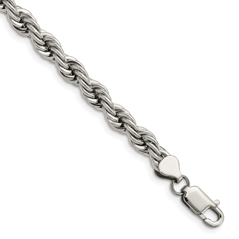 Chisel Stainless Steel Polished 7mm Rope Bracelet
