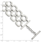 Stainless Steel Polished Double Row Square 8in Toggle Bracelet
