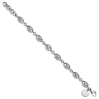 Stainless Steel Polished & Satin Oval Moveable Ball Bracelet