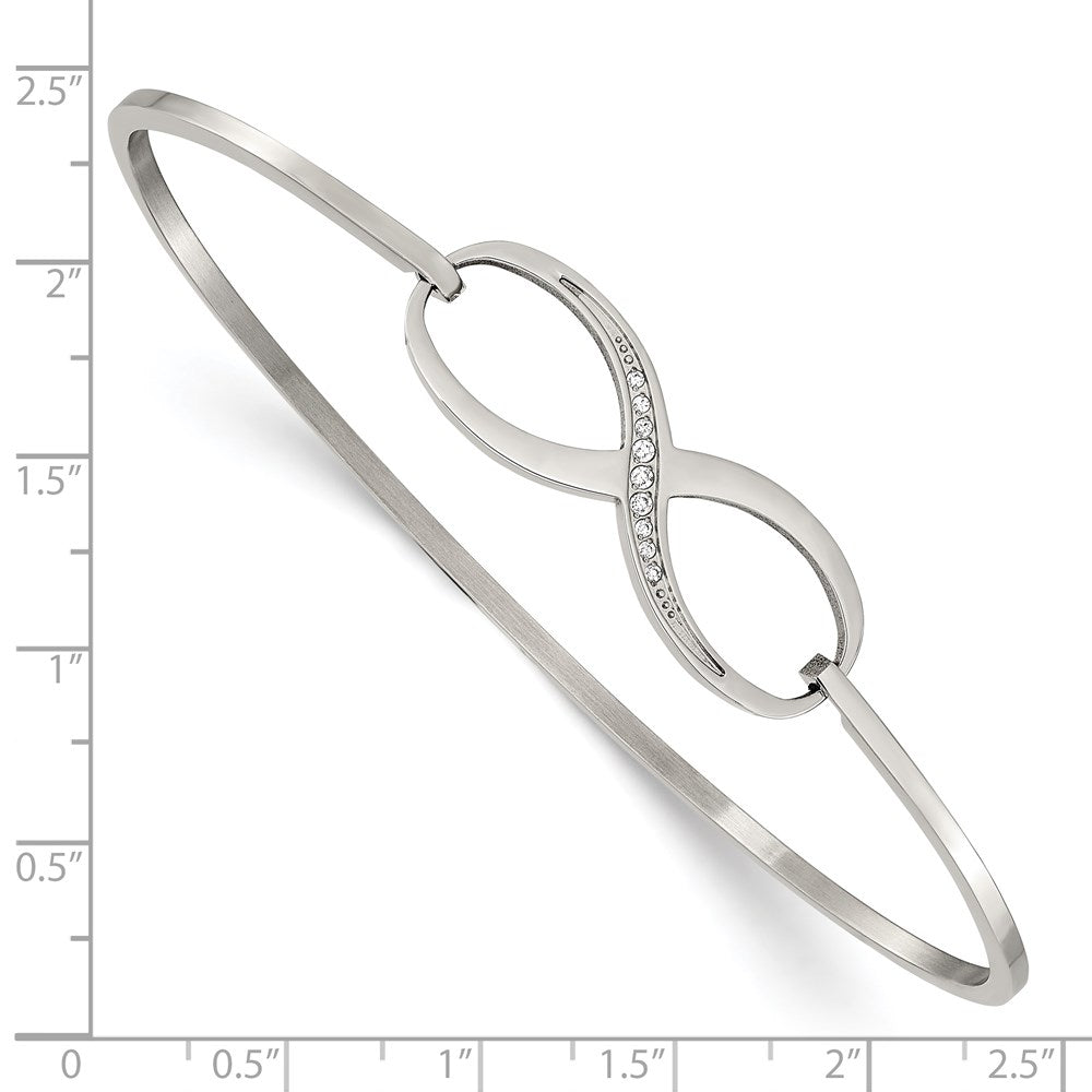 Chisel Stainless Steel Polished with CZ Infinity Symbol Bangle