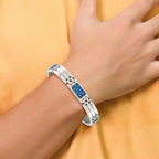 Chisel Stainless Steel Polished with Blue Carbon Fiber Inlay 8.5 inch Link Bracelet