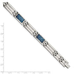 Chisel Stainless Steel Polished with Blue Carbon Fiber Inlay 8.5 inch Link Bracelet