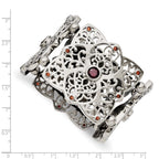 Stainless Steel Polished w/Red CZ Stretch Bracelet