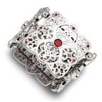 Stainless Steel Polished w/Red CZ Stretch Bracelet