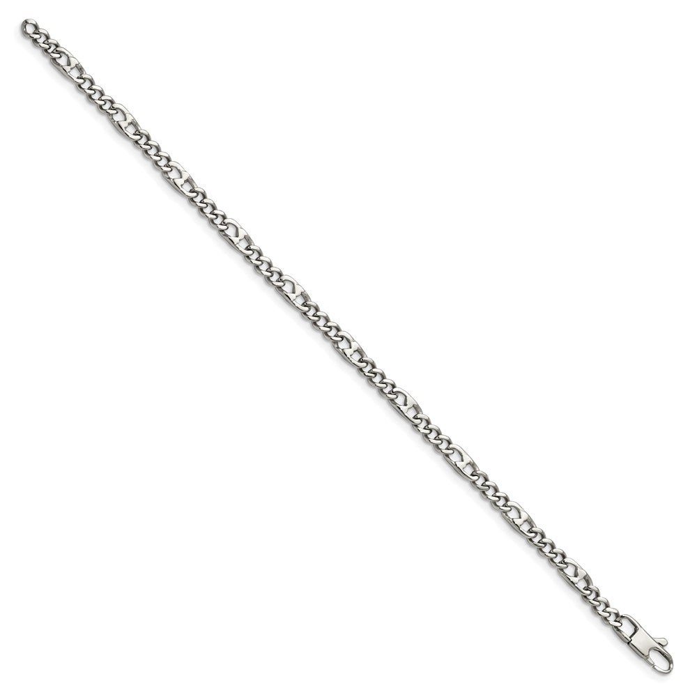 Chisel Stainless Steel Polished 4mm Figaro Bracelet