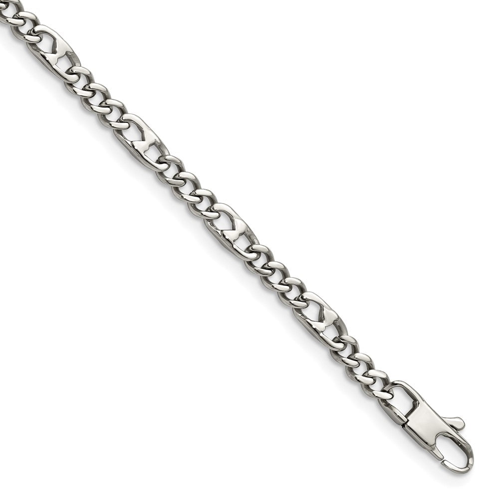 Chisel Stainless Steel Polished 4mm Figaro Bracelet