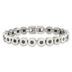 Stainless Steel Polished w/Black CZ 7.5in Bracelet