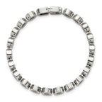 Stainless Steel Polished w/Black CZ 7.5in Bracelet