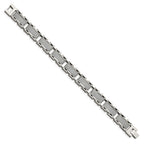 Chisel Stainless Steel Polished with Grey Carbon Fiber Inlay 8.5 inch Link Bracelet