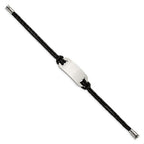 Chisel Stainless Steel Polished Black Woven Leather 8.25 inch ID Bracelet