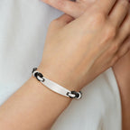Chisel Stainless Steel Polished Black Woven Leather 8.5 inch ID Bracelet