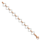 Chisel Stainless Steel Polished Rose IP-plated with White Ceramic Open Link Bracelet