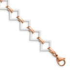 Chisel Stainless Steel Polished Rose IP-plated with White Ceramic Open Link Bracelet