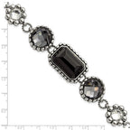 Stainless Steel Polished/Antiqued Glass Beaded w/1in ext. Bracelet