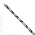 Chisel Stainless Steel Polished with Black Carbon Fiber Inlay 8.75 inch Link Bracelet