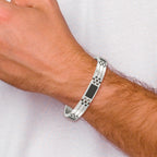 Chisel Stainless Steel Brushed and Polished with Black Carbon Fiber Inlay 8.5 inch Link Bracelet